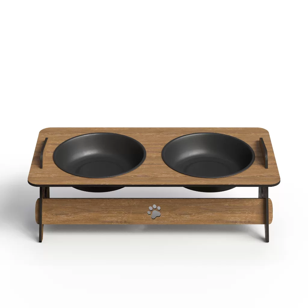 Comedouro Elevado Com Tigela Marrom Suspenso