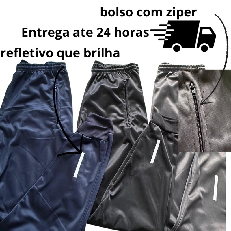 Kit 3 Calças Jogger Unissex Refletiva Esportiva Para Academia, Corrida e Trabalho Com Bolsos Laterai