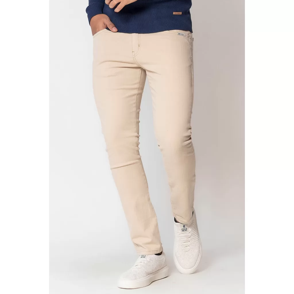 Calça Sarja Masculina Skinny Básica Five Polo Wear Areia