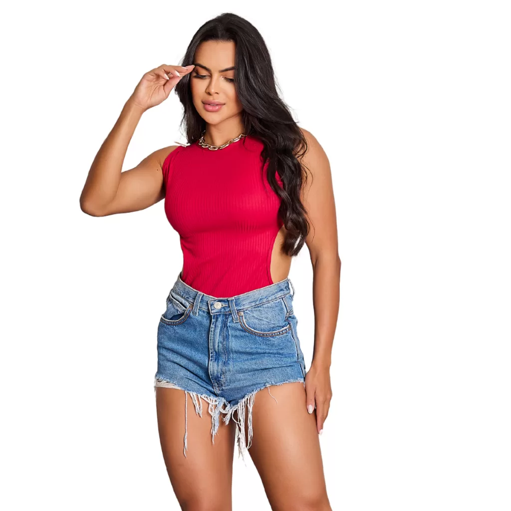 Body Canelado Conforto com Design Fashion sem Manga