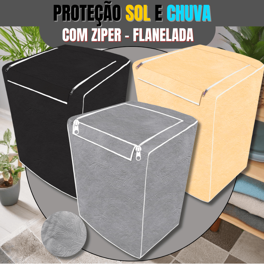 Capa para Máquina de Lavar Impermeável Com Zíper Todos Tamanhos e Marcas Electrolux Brastemp Consul