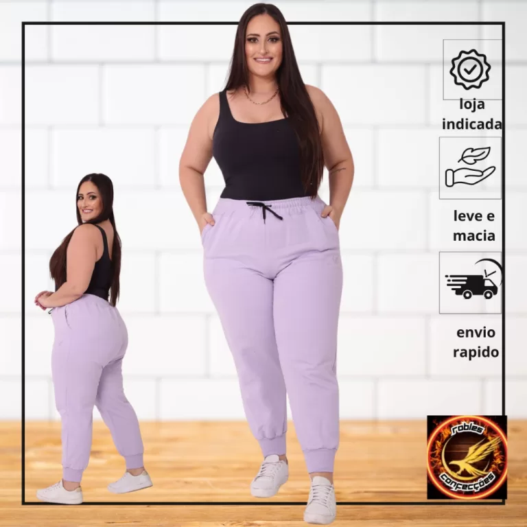 Calça De Moletom Feminina Plus Size g1 g2 g3 Flan