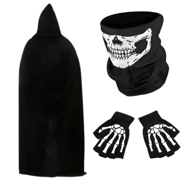 Kit Capa com Capuz Bruxa Vampiro Dracula Halloween