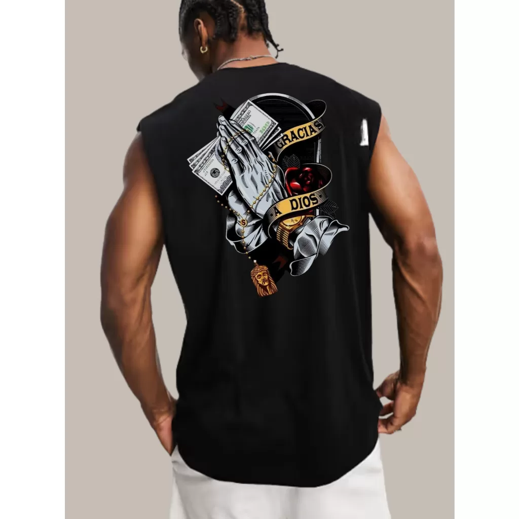 Camiseta Regata Oversized Gracias Dios Streetwear Sport Ajuste Amplo e Confortável Casual