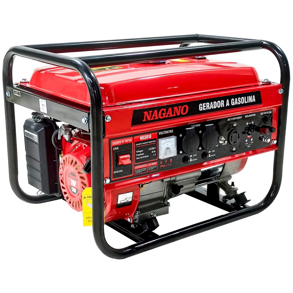Gerador de Energia a Gasolina 3.6 KVA Monofásico 110v220v 7hp