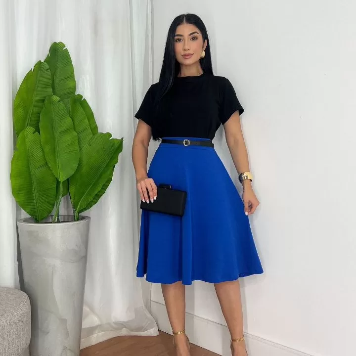 Saia Godê Moda Evangélica Crepe de Malha Mídi