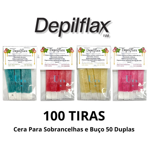 100 Tiras de Cera Depilflax 50 Duplas para Sobranc