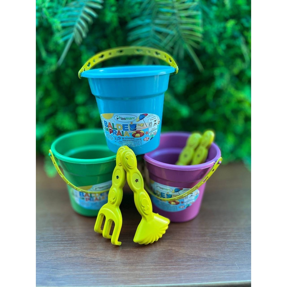 Kit 20 unidades Baldinhos de Praia infantil p/Diversão das Crianças Lembrancinhas de Festa Infantil