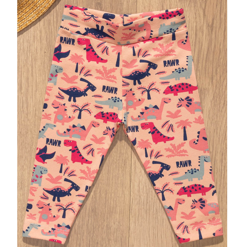 Legging Infantil Estampa Dino Rosa