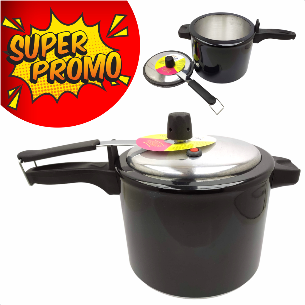 Panela De Pressão Com Válvula De Segurança Aluminio Fechamento Externo 4,5 Litros Preta