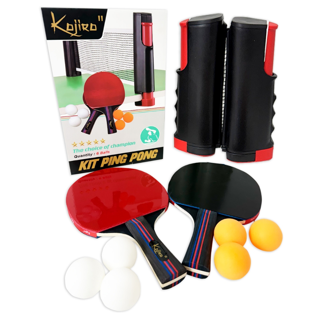 Kit Ping Pong Tênis Mesa + 2 Raquetes Rede Retrátil 6 Bolas Profissional
