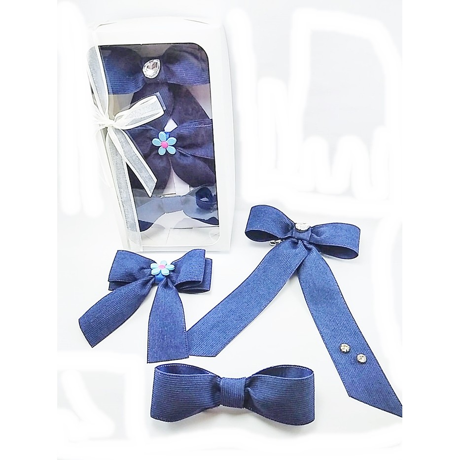 LAÇO DE CABELO COTELÊ  KIT 03 LAÇOS CAIXA LAÇO BLUE    LK030208