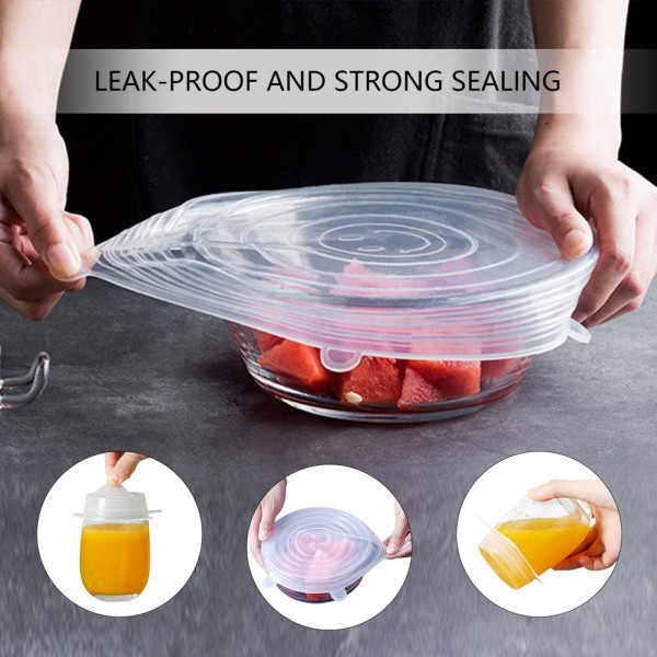 6 Pcs Tampas Panela Silicone Universal Reutilizáv