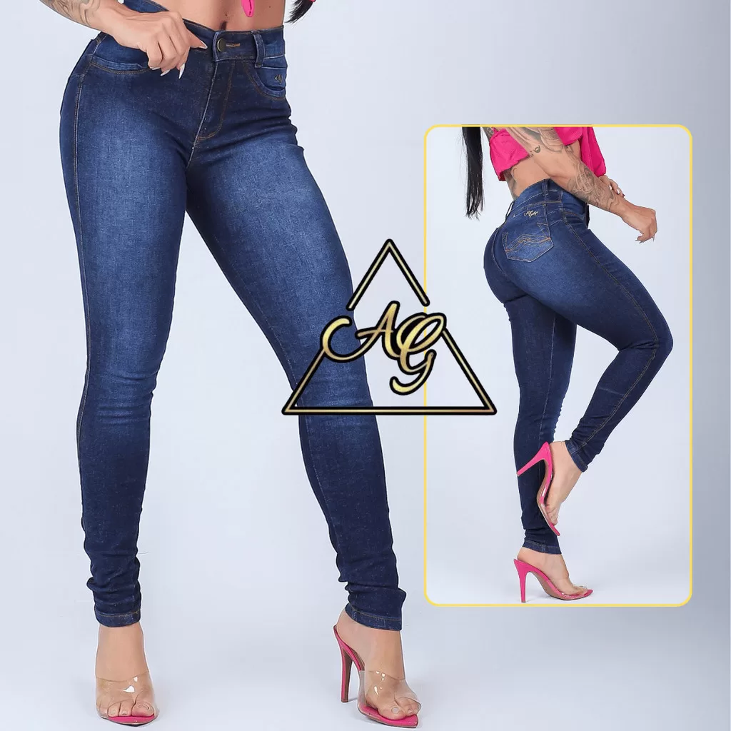 Calça Jeans Skinny Feminina Empina Bumbum Cintura Alta Premium