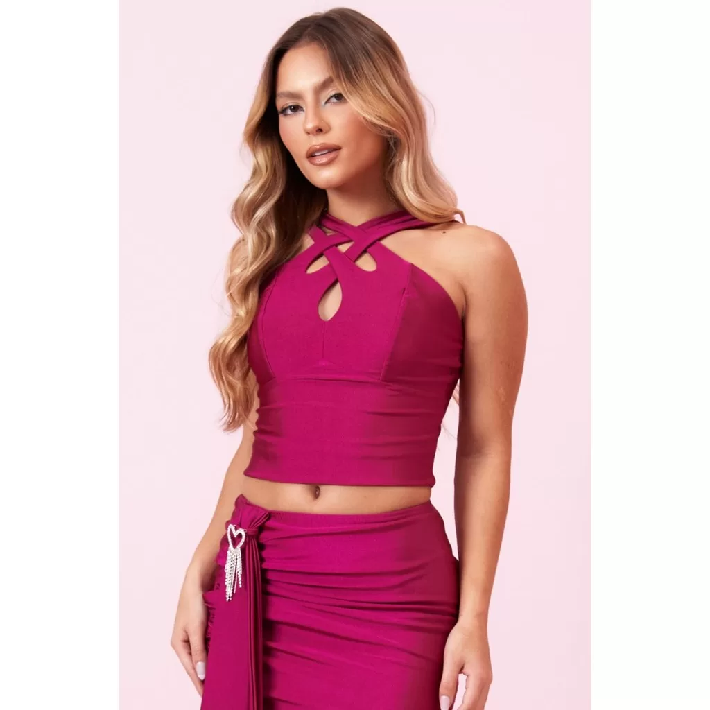 Blusa Feminina Up Glam Alça Transpassada Planet Girls Rosa