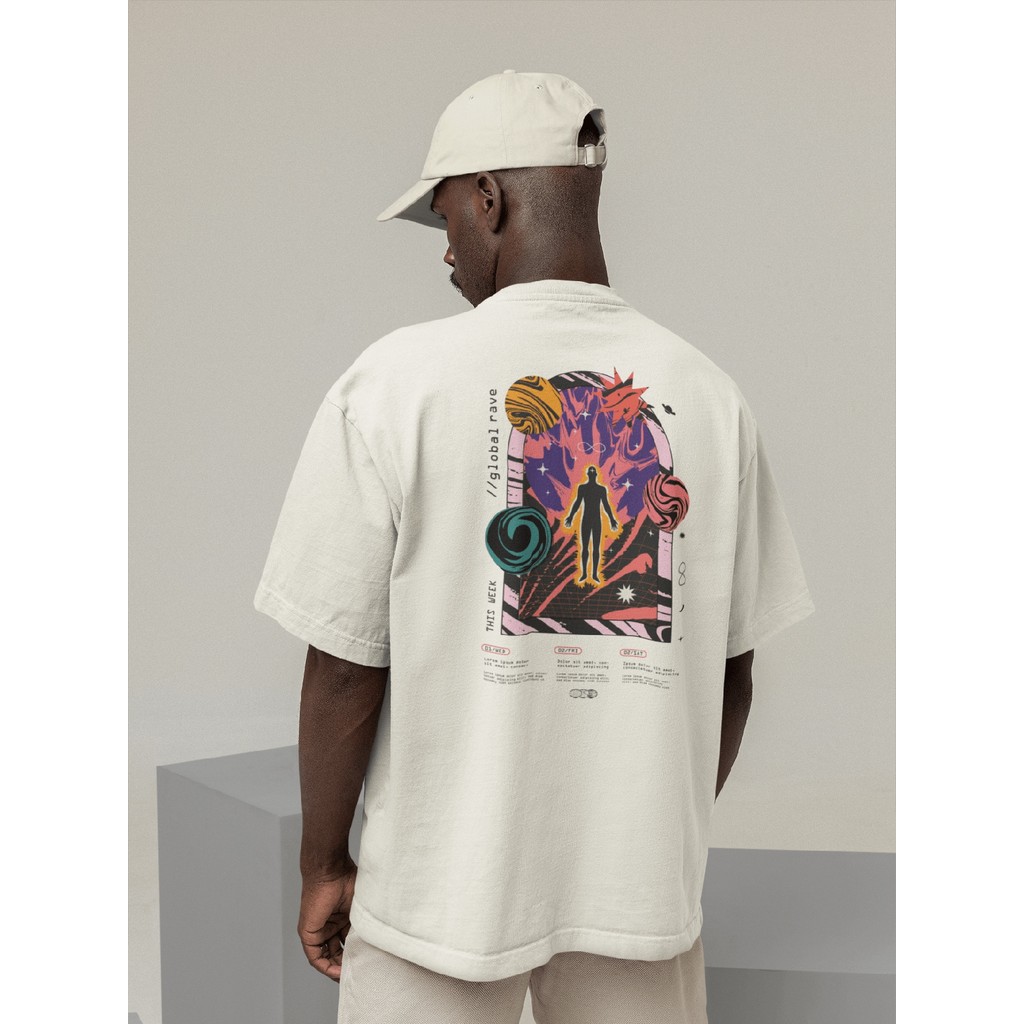 Camisa Camiseta Oversize Streetwear Masculino e Feminino para Treino e Dia a Dia Preto e Off Whte Es