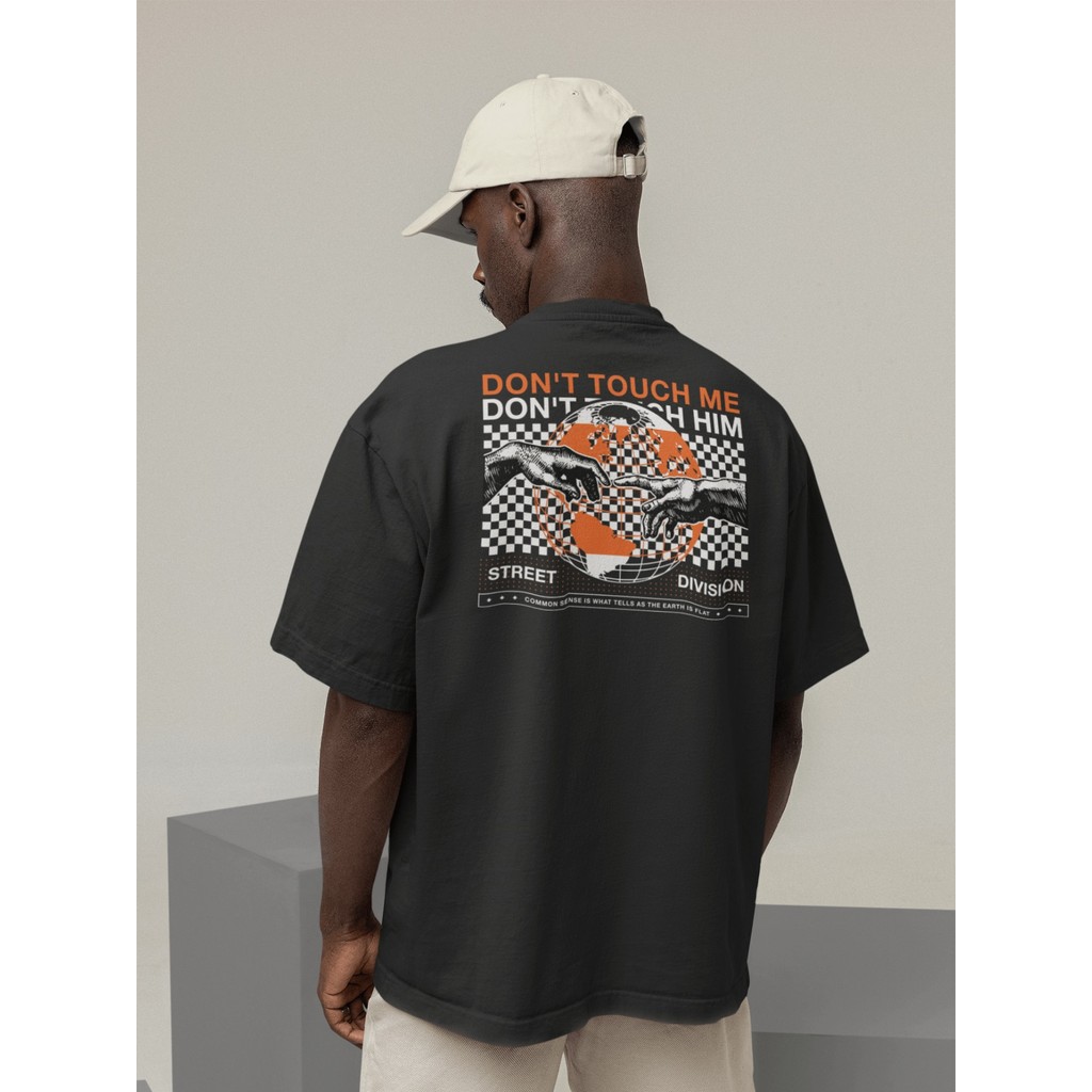 Camiseta Oversize Streetwear Masculino e Feminino 100% Algodão Treino e Dia a Dia Preto Off Whte Est