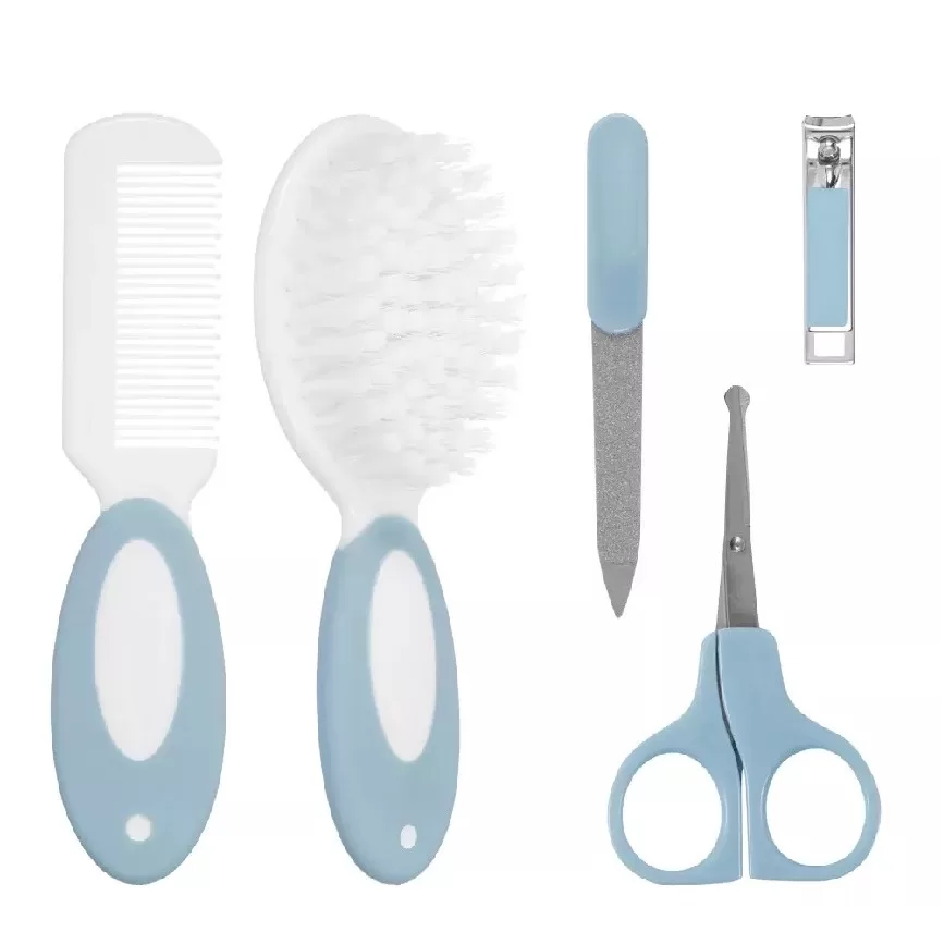 Kit Cuidados e Higiene para Bebê 5 Peças Azul – Buba