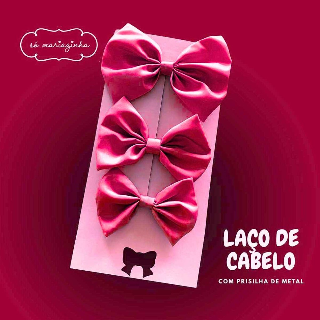 Laço Decorativo de Cabelo Com 3 unidades Rosa Lavanda Rosa Chiclete REF4200