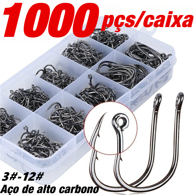 Acessórios Para Pesca De Anzol De Pesca Caixa Com 1000 Alto Carbono Anzóis Mistas Tamanho De Pesca D