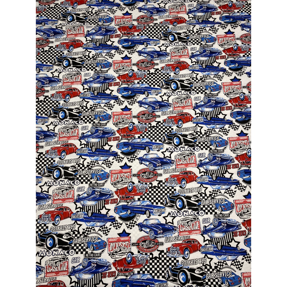 Tecido Tricoline Estampado 100% Algodão – Carros retrô