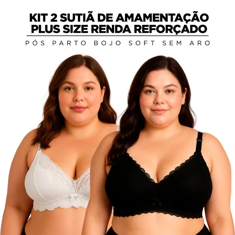 Kit2 Sutiã Amamentação Plus Size Bojo Soft, Sem