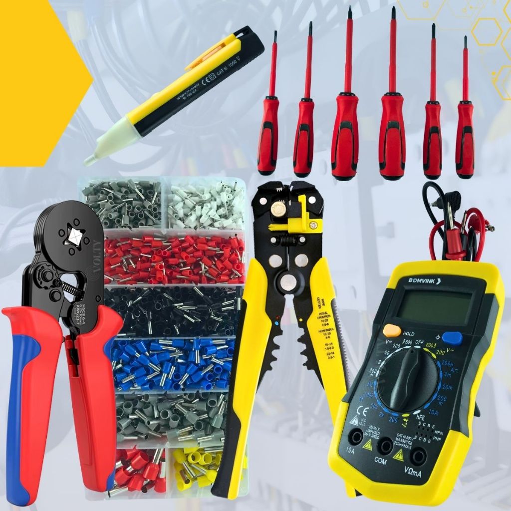 Kit Multímetro Digital Alicate Crimpar Decapador  Desencapador  de Fios Prensa Terminal Caneta Teste