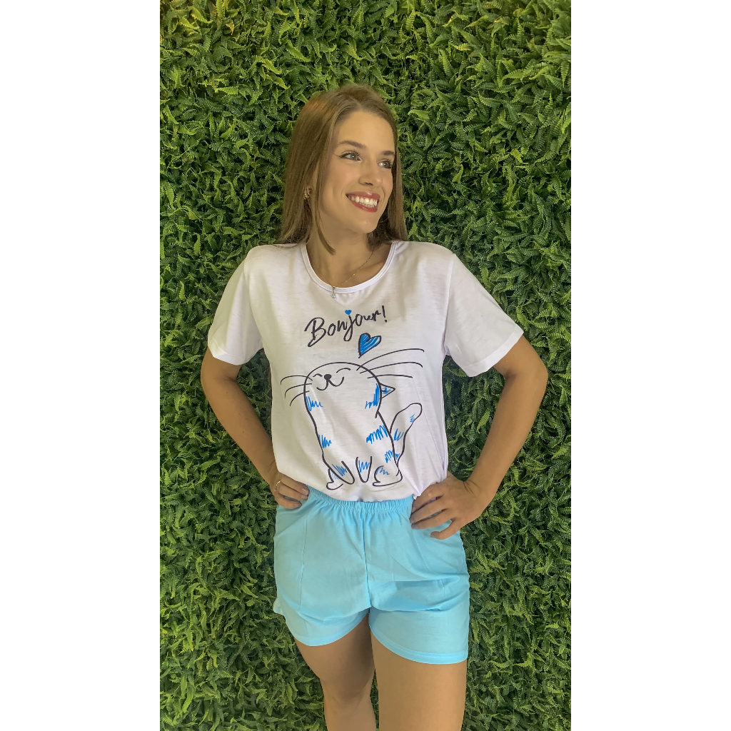 Pijama Feminino Adulto Moda Influencer Curto De Verão