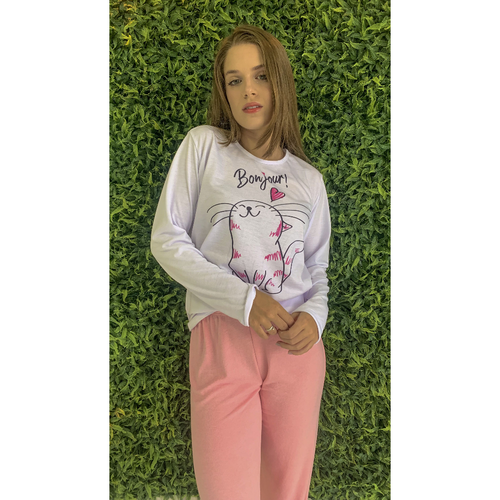 Pijama Feminino Frio Adulto Fofo De Inverno