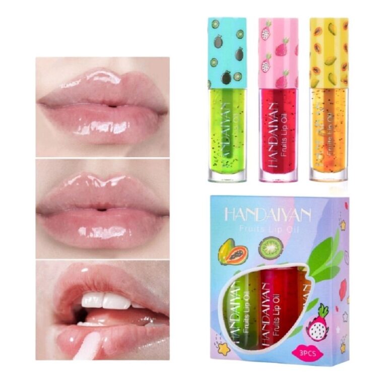 maquiagem com 3 brilhos frutas