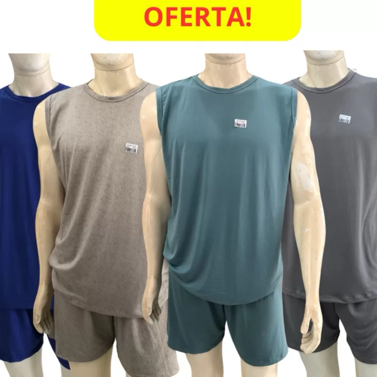 Kit 2 Pijamas Masculino Regata Verão Adulto em Ma