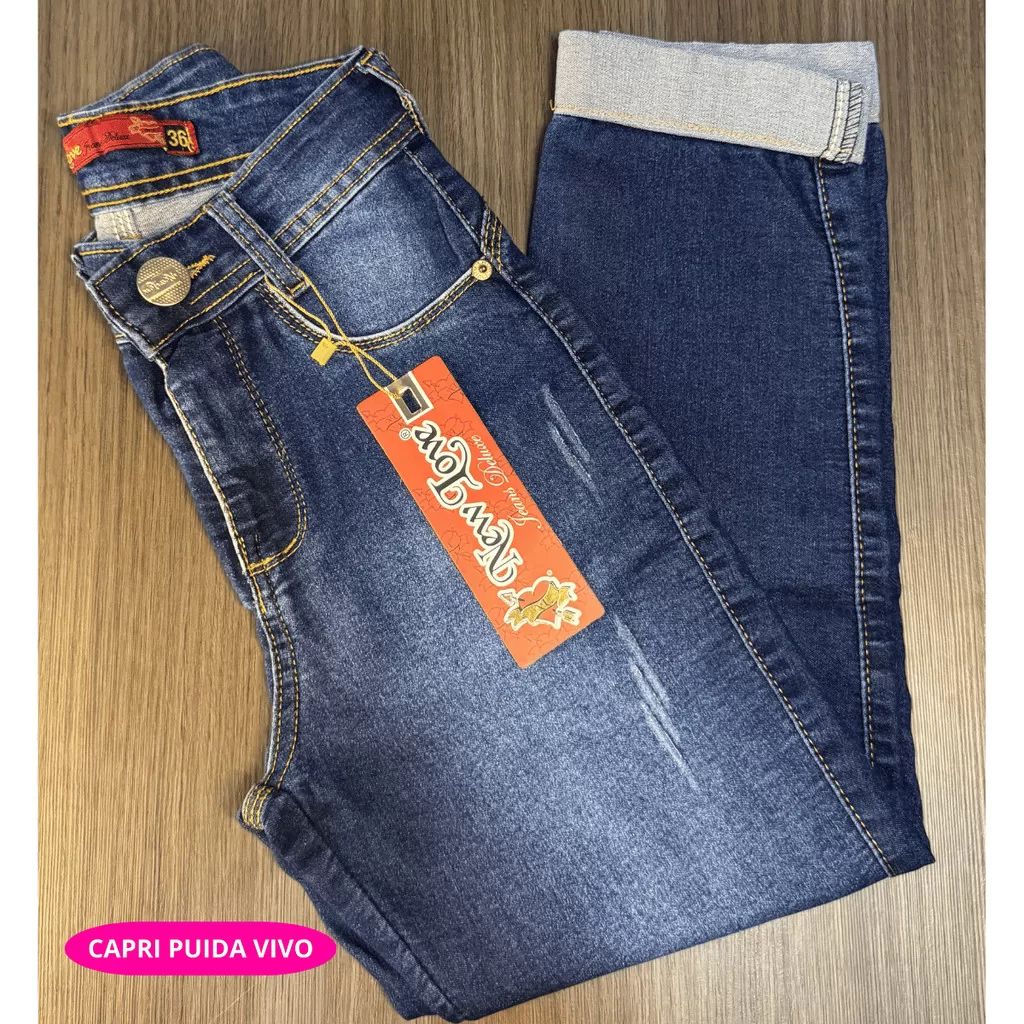 PONTA DE ESTOQUE Calça Feminina Jeans Skinny Flare Wide Leg Mom Cintura Alta Qualidade