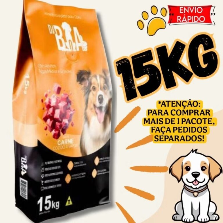 Ração DA BOA sabor Carne 15kg ração p/Caes adu
