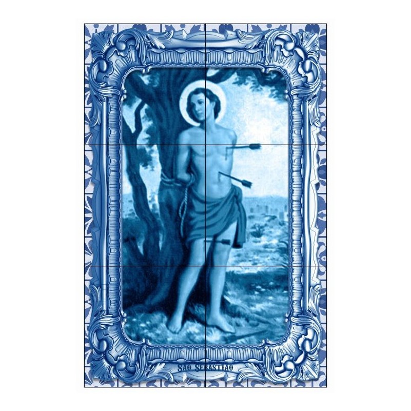 Quadro Imagem São Sebastião Grande Azulejo Est, Portugues