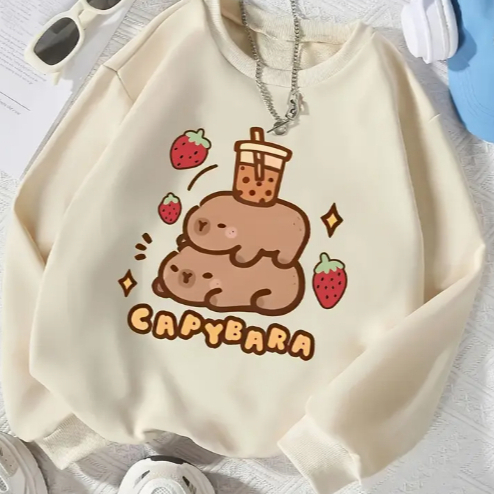 Moletom Gola Redonda Capivara Capybara Fofos Minim