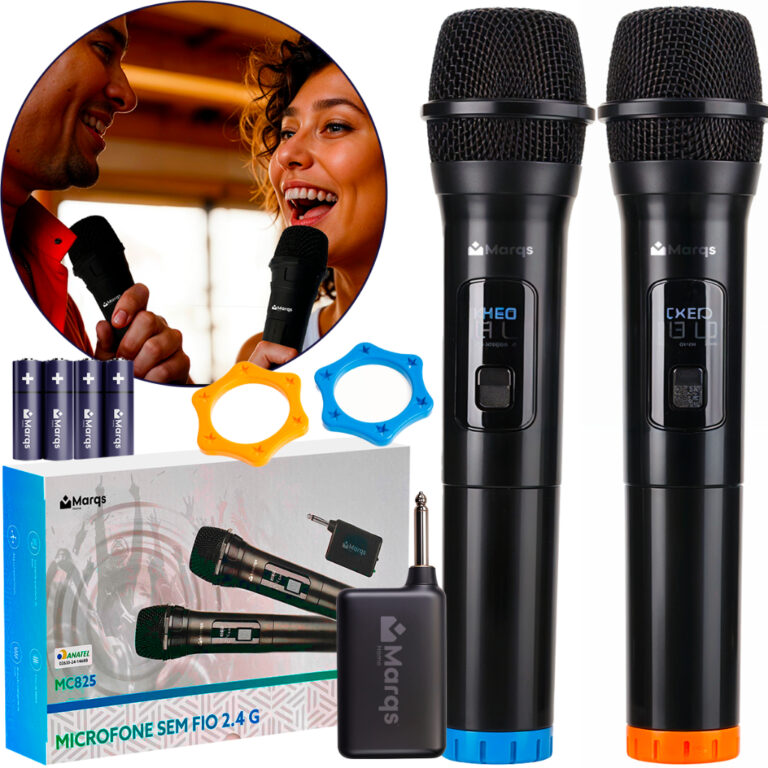 Kit 2 Microfones Sem Fio Karaokê Igreja Apresenta