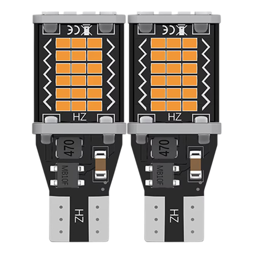 Par Kit 2x Lâmpada 48 Chip Led T15 W16w Âmbar Laranja Canbus