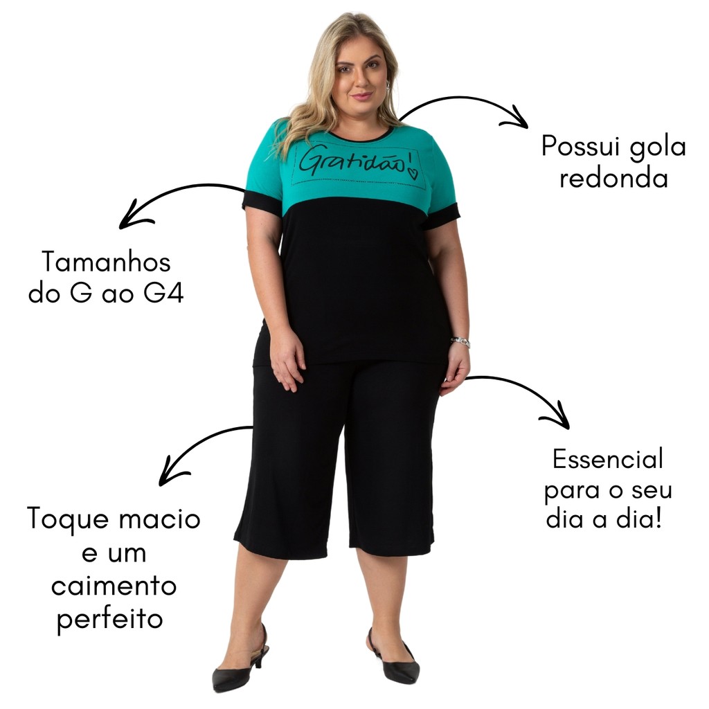 Conjunto Blusa Gratidão + Calça Pantacourt 102524-102507