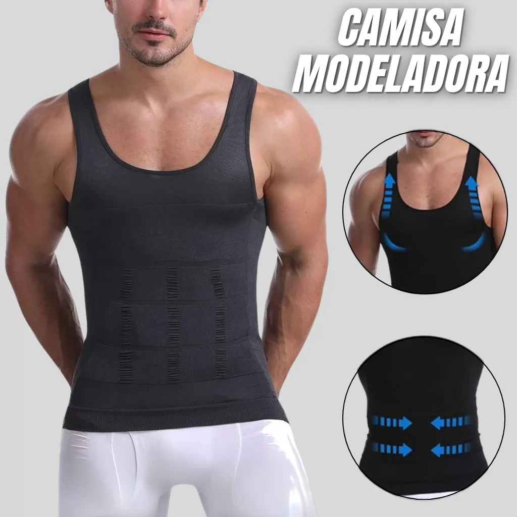 Cinta Modeladora Colete Camisa Redutora Masculina Slim Fit Postural Ginecomastia
