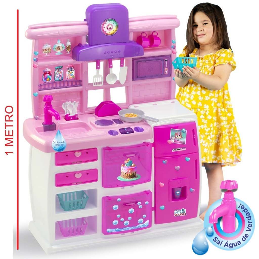 Cozinha Infantil Master Magic Completa com Geladeira Forno e Sai Água de Verdade – Magic Toys