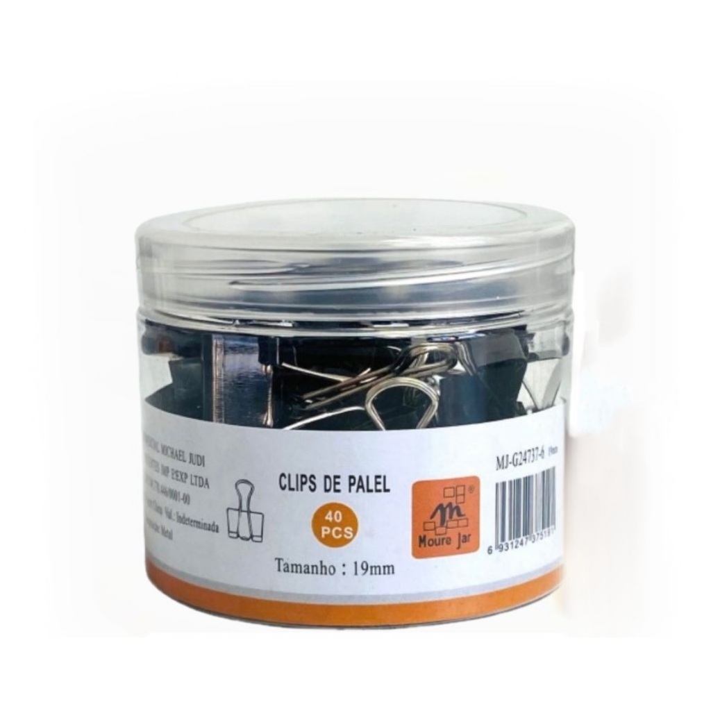 Prendedor De Papel Binder Metal  Clip 19mm Caixa Com 40 Unidades