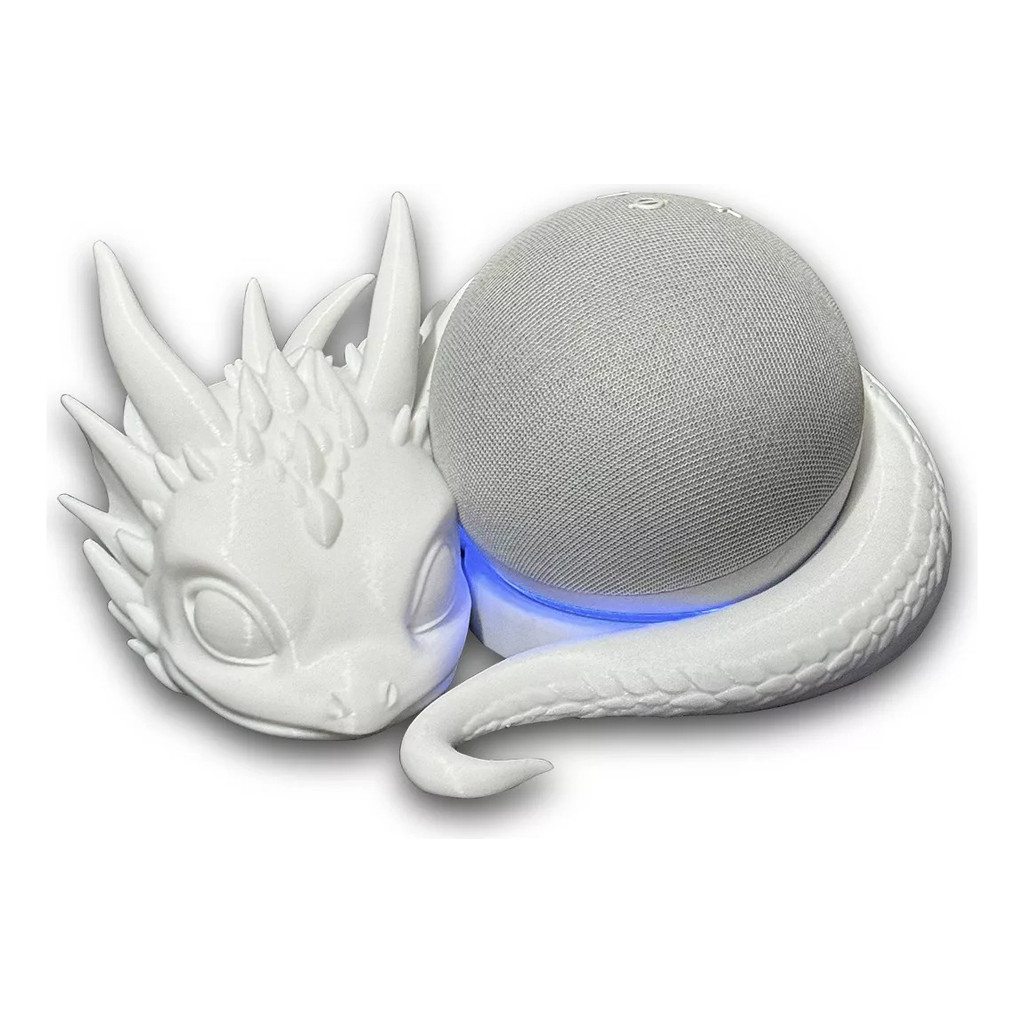 Suporte Para Alexa Echo Dot 4 E 5 Dragão Bebê Branco
