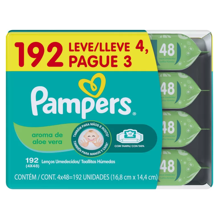 Lenços Umedecidos Pampers Aroma de Aloe Vera 192 