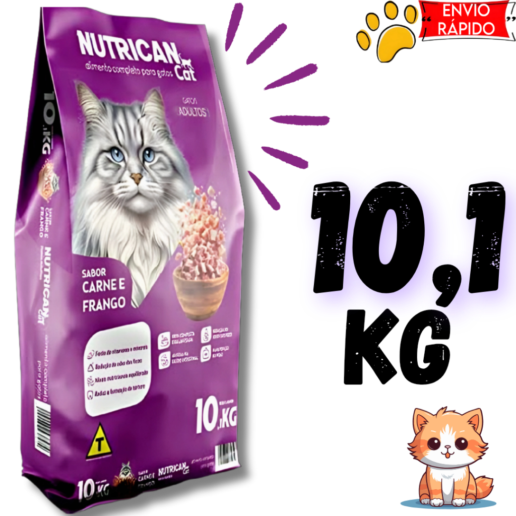 Ração para gatos adultos Nutrican Cat 10,1kg