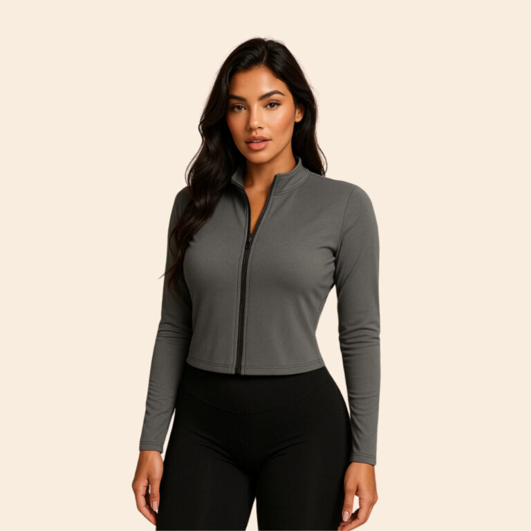 Casaco Feminino Treino Academia Slim Ziper Dryfit 