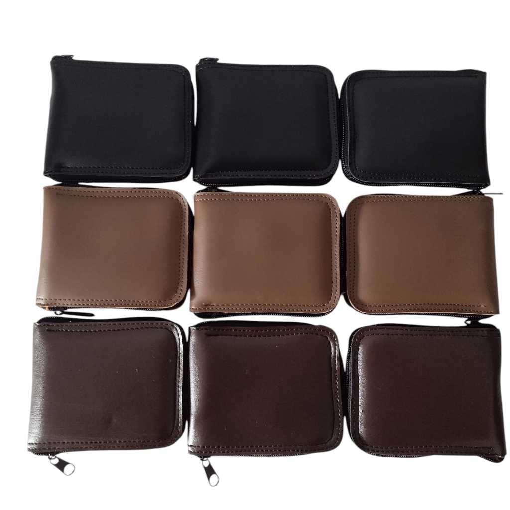 kit com 10 carteira couro masculina ziper grande cabe rg oferta SORTIDAS