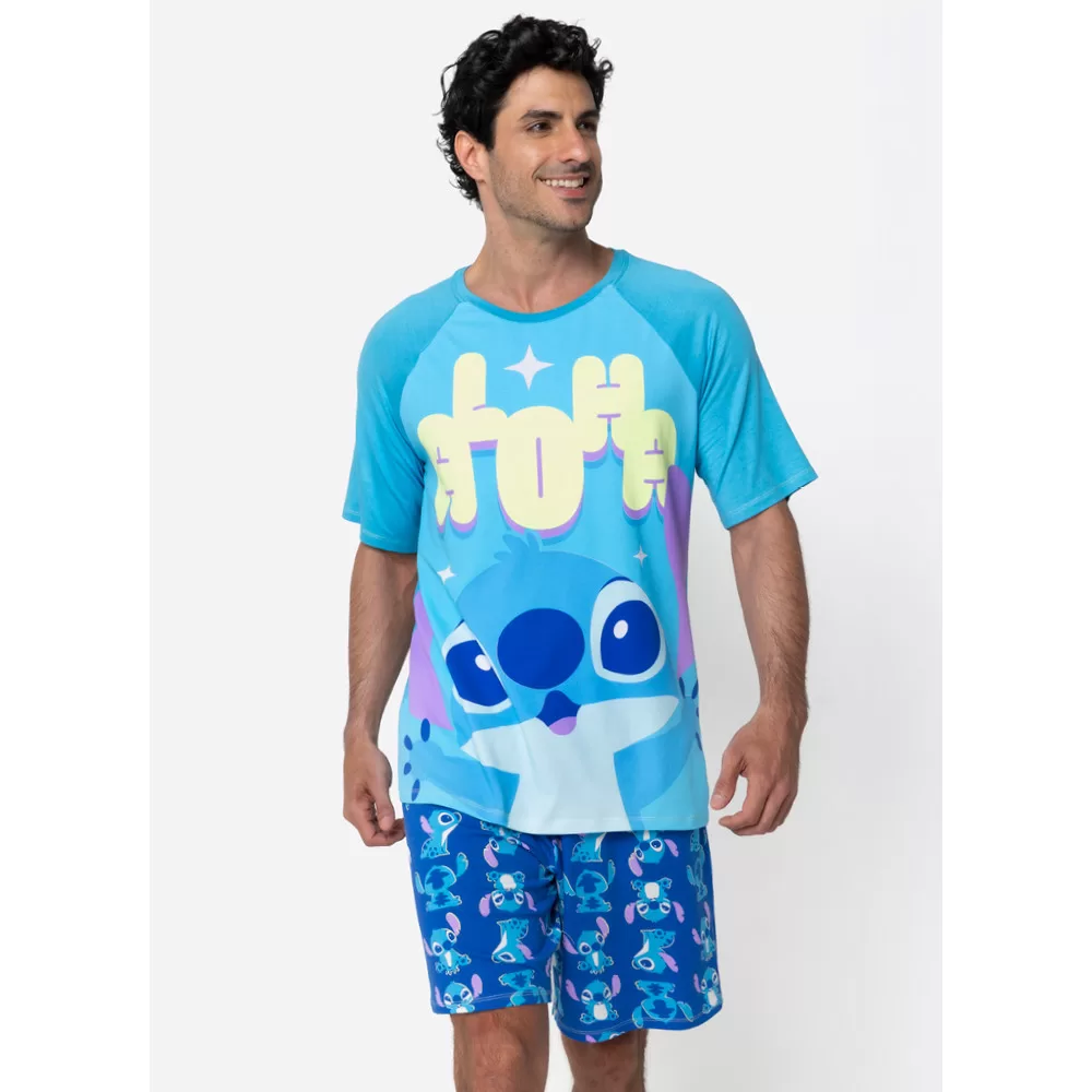 Pijama Manga Curta Viscolycra Masculino Stitch – Disney
