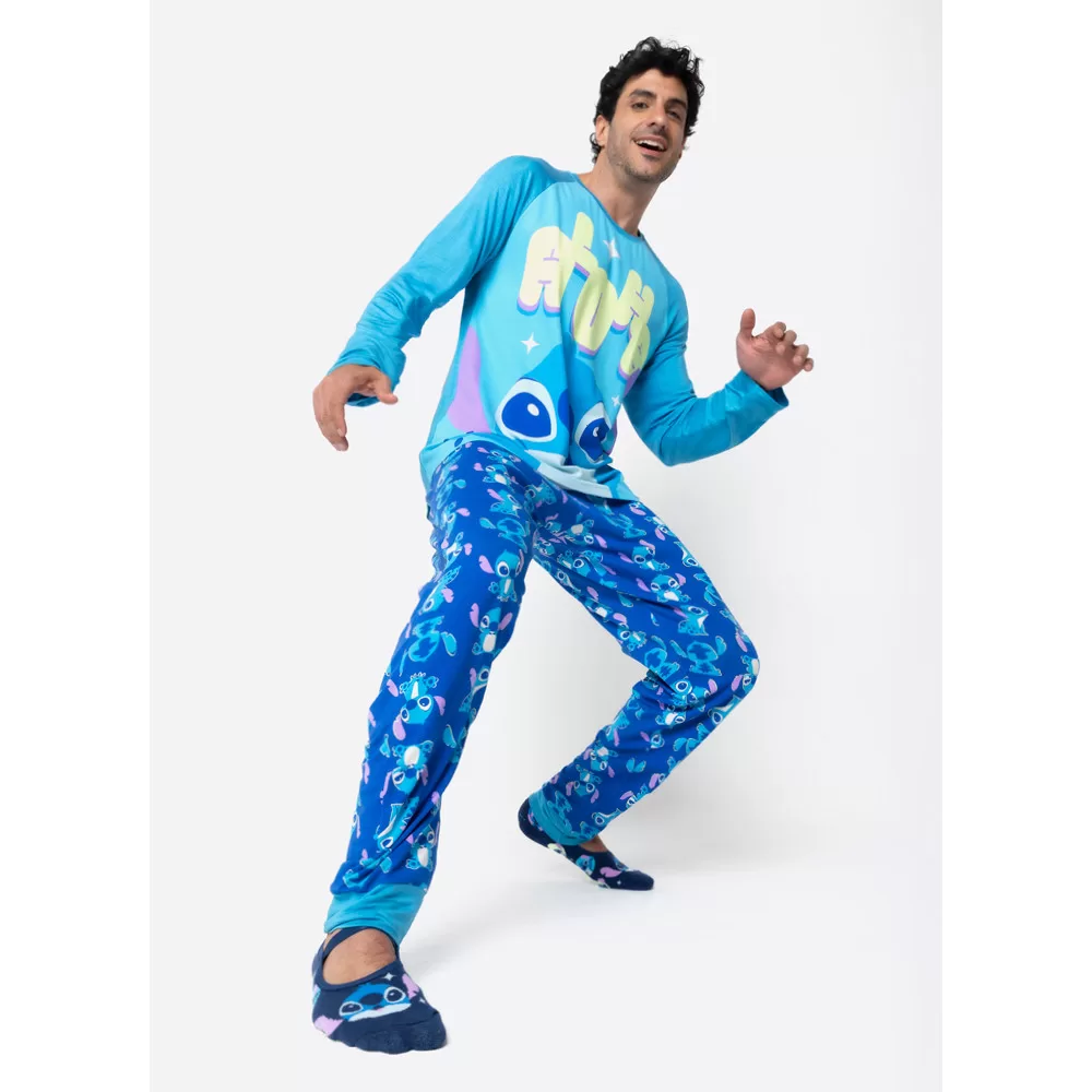 Pijama Manga Longa Viscolycra Masculino Stitch – Disney