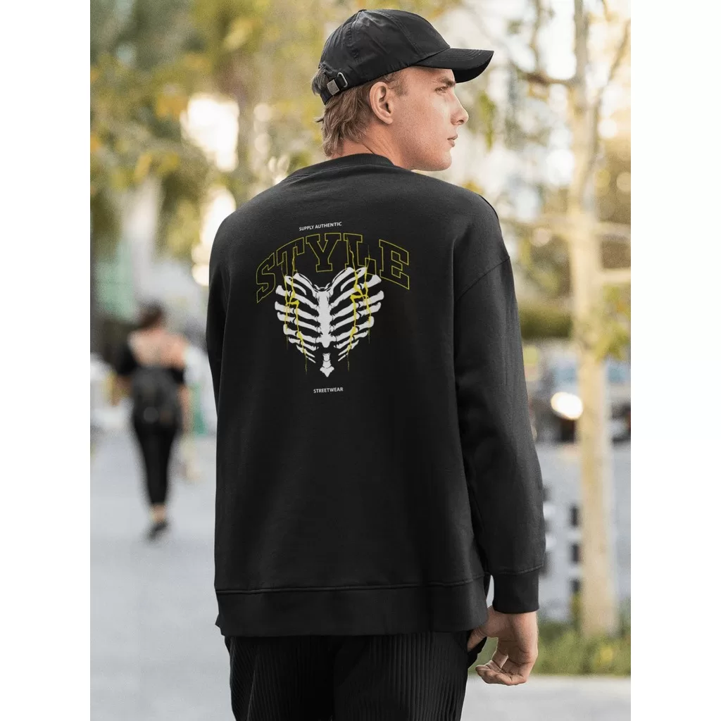 Moletom Careca Blusa de Frio Suéter Gola Redonda Masculino Casual Streetwear 100% Algodão Estampa –