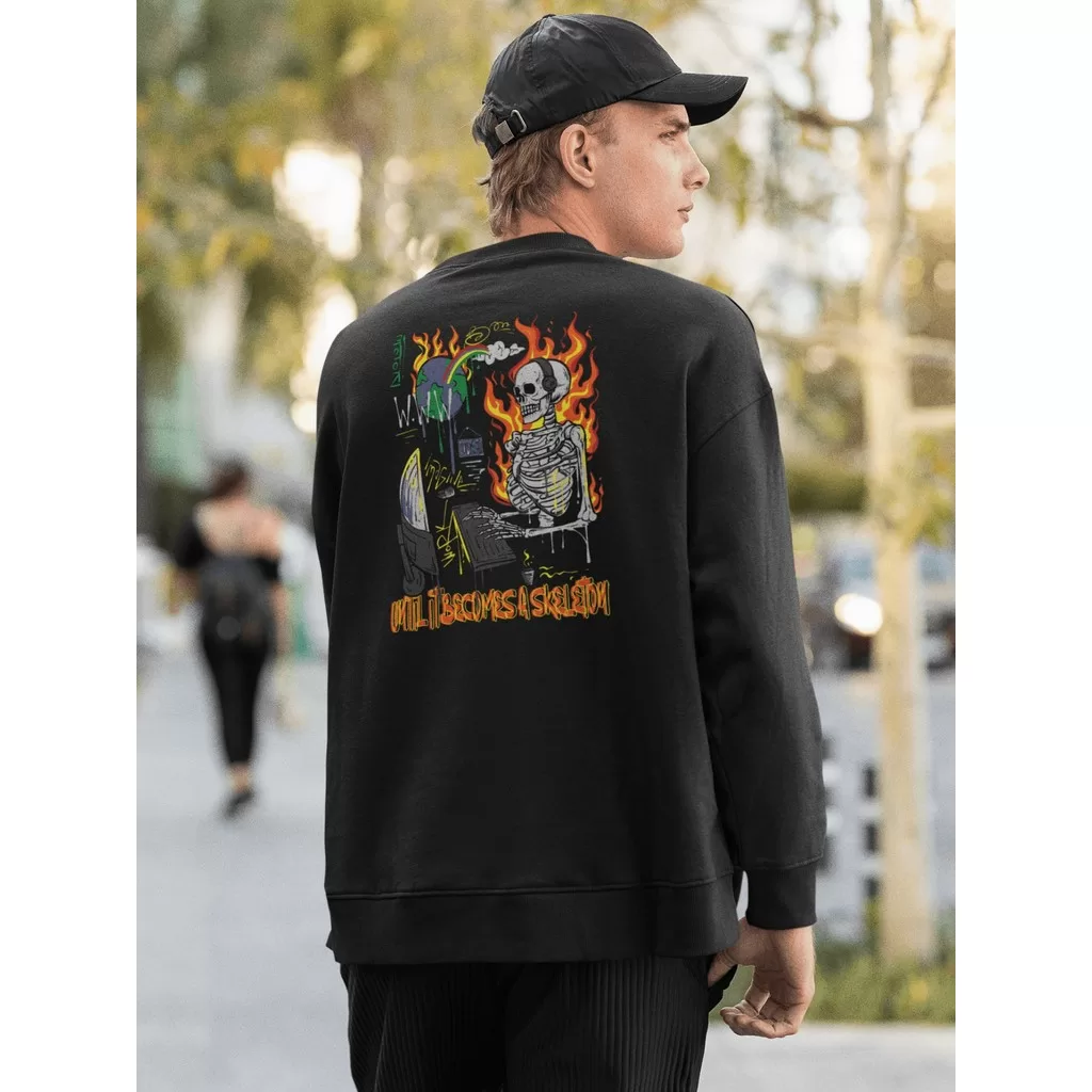 Moletom Careca Blusa de Frio Suéter Gola Redonda Masculino Casual Streetwear 100% Algodão Estampa –